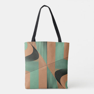 Bolsa Tote geometrical shapes retro vintage terracotta green