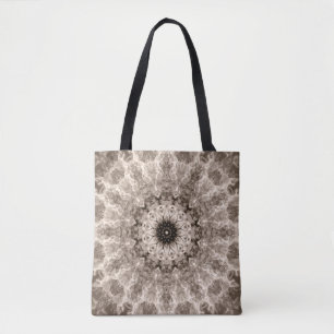 Bolsa Tote geométrico, bege, marrom, mandala