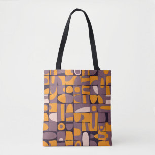 Bolsa Tote Geométrico de Disquete: Padrão de Formas de Vintag