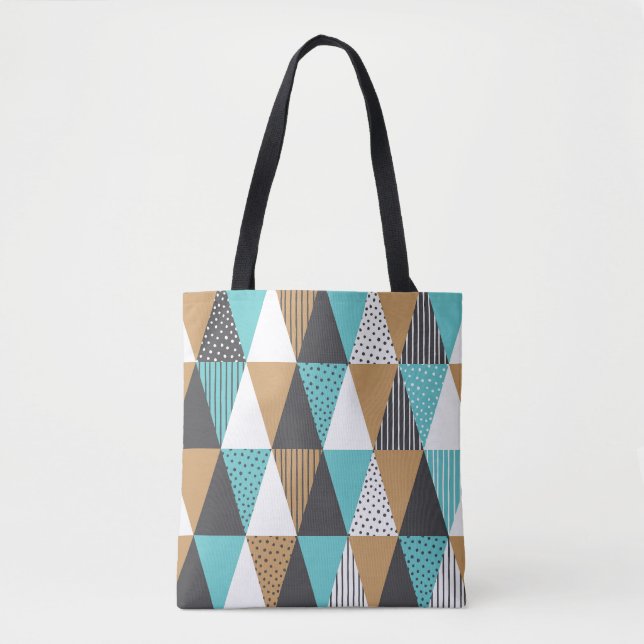 Bolsa Tote Geométrico de Vintage: Ilustração de Abstrato. (Frente)