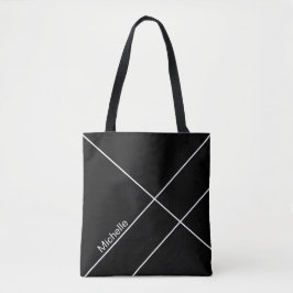 Bolsa Tote Geométrico Urbano Preto Monogramado