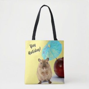 Bolsa Tote Gerbil Fofo e Divertido Férias de Verão Amarelo