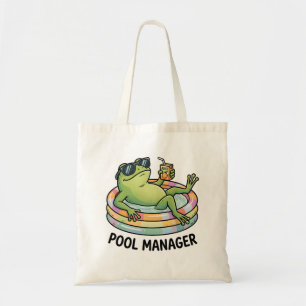 Bolsa Tote Gerente de Piscina Sapo Engraçado Cartoon de Verão