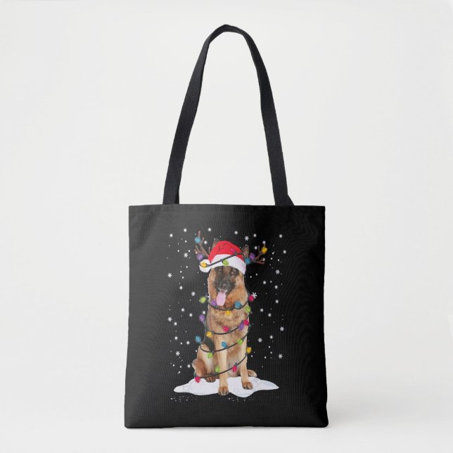 Bolsa Tote German shepherd Árvore de Natal Light Pajama (Frente)