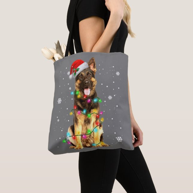 Bolsa Tote German shepherd Cão Árvore Natal Doce Xmas Do (Close Up)