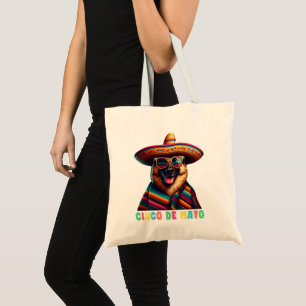 Bolsa Tote German shepherd Cinco De Mayo Com Poncho Sombrero