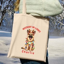 Bolsa Tote German shepherd de Aquarela das Luzes de Natal Bon