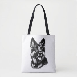 Bolsa Tote German shepherd de desenho