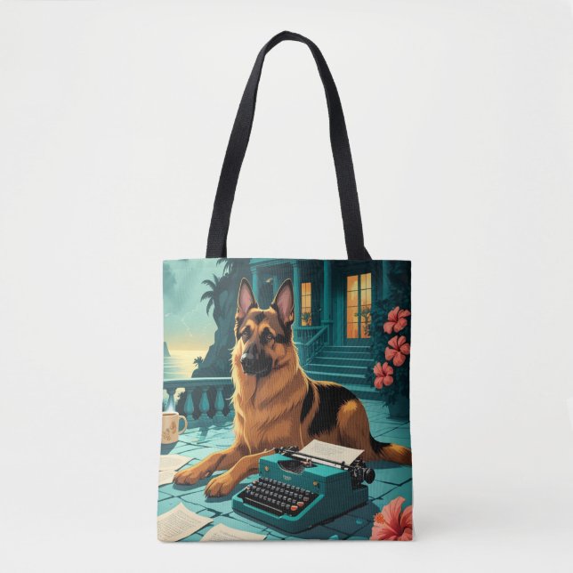 Bolsa Tote German shepherd Dog gentleman vintage (Frente)
