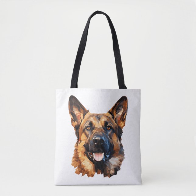 Bolsa Tote German shepherd legal no estilo polígono Clássico  (Frente)