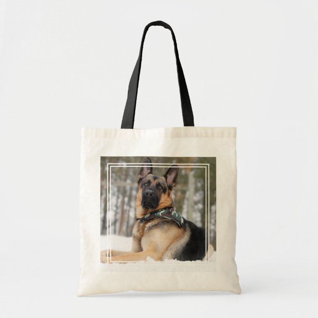 Bolsa Tote German shepherd Na Neve (Frente)