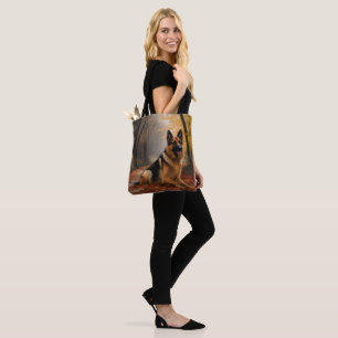 Bolsa Tote German shepherd no outono Folhas caem inspiração
