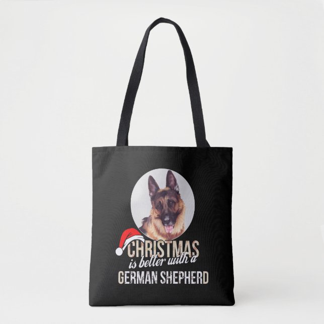 Bolsa Tote German shepherd - O Natal é melhor com uma Germa (Frente)