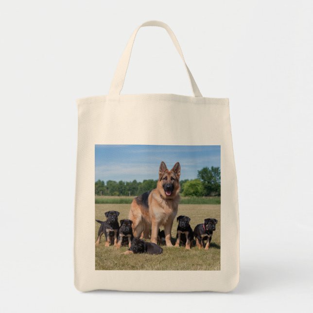Bolsa Tote German shepherd personalizável com uppies adaptáve (Frente)