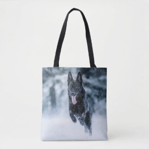 Bolsa Tote German shepherd preto no Cobrir da escova de neve