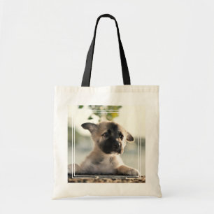 Bolsa Tote German shepherd Puppy Sobre A Borda
