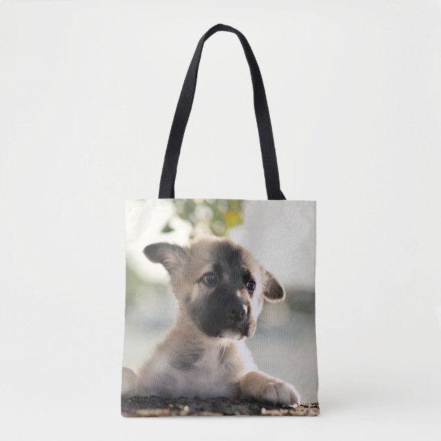 Bolsa Tote German shepherd Puppy Sobre A Borda (Frente)