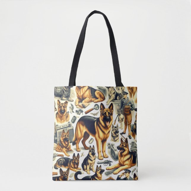 Bolsa Tote German shepherd Vintage Invisível (Frente)
