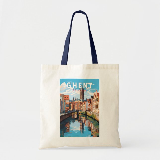 Bolsa Tote Ghent Belgium Viagem Art Vintage (Frente)
