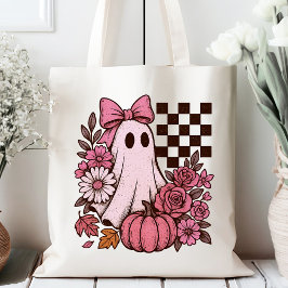 Bolsa Tote Ghost Girl retrorada cor-de-rosa com Arco Hallowee