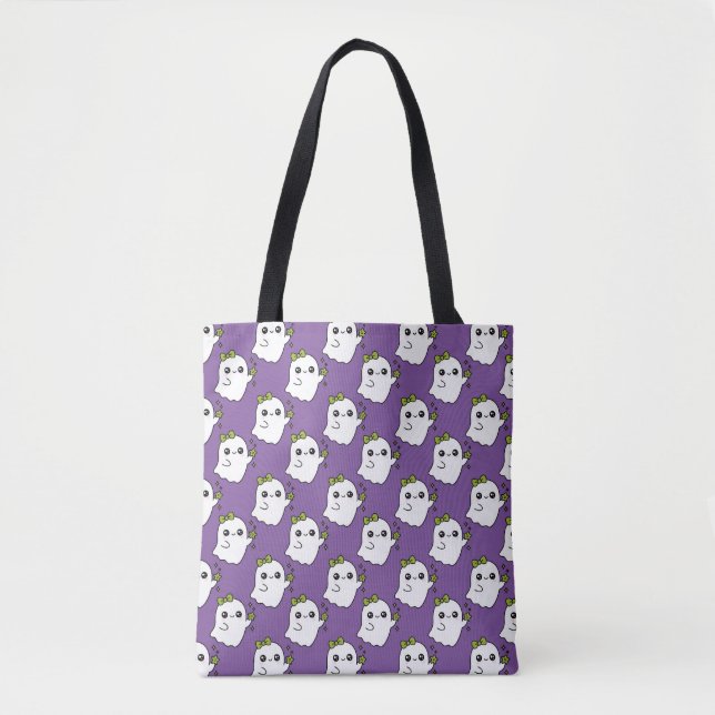 Bolsa Tote Ghost Grid – Espíritos Divertidos em um Desfile Ro (Frente)