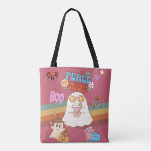 Bolsa Tote Ghost Groovy Style Peace & Love Cedar Rosa