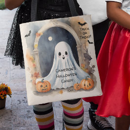Bolsa Tote Ghost Halloween Trick ou Treine Candy