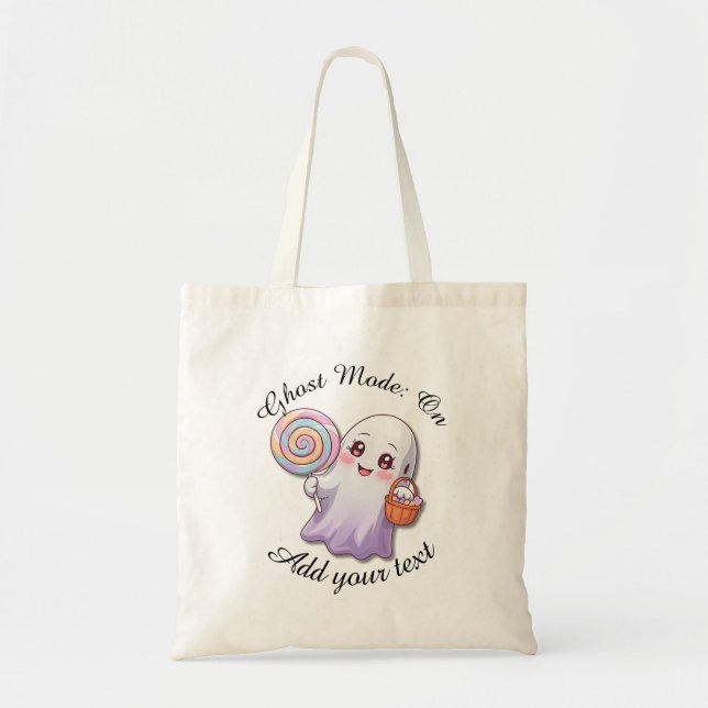 Bolsa Tote Ghost Mode: On – Personalized Halloween Tote Bag (Frente)