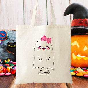 Bolsa Tote Ghost Personalizado de Halloween ou Doces de Truqu
