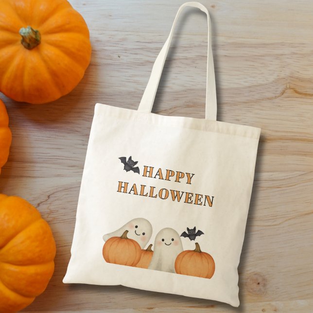 Bolsa Tote Ghost Pumpkin no Halloween (Criador carregado)