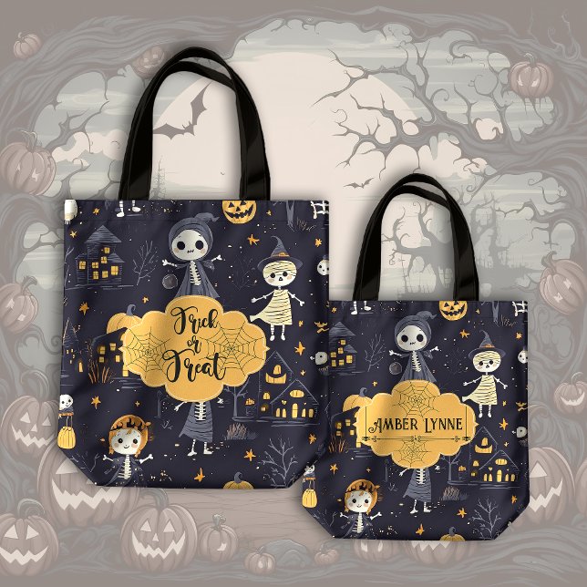 Bolsa Tote Ghouls bonitos e assustadores picam ou tratam o Di (Criador carregado)