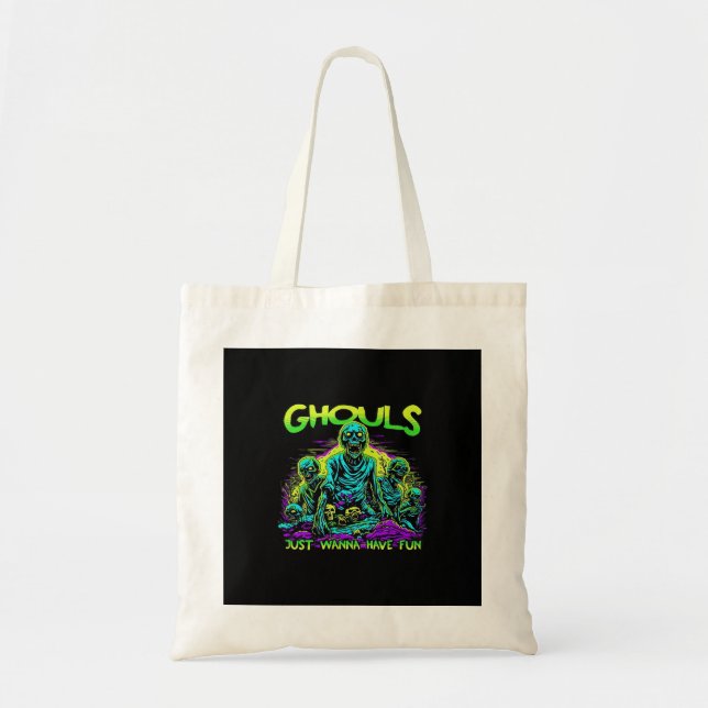 Bolsa Tote Ghouls Só Quer Divertir-Se - Desenho De Lã Hallowe (Frente)