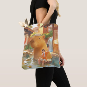Bolsa Tote Giant Capybara - Ilustração de Primavera quente