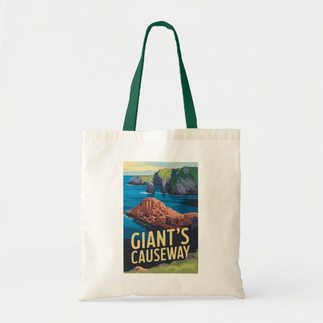 Bolsa Tote Giant Causeway Ireland Viagem Art Vintage (Frente)