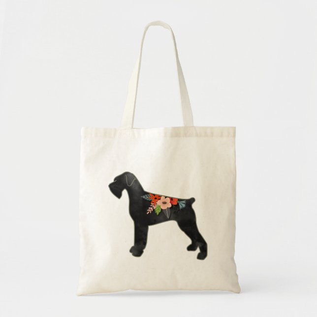 Bolsa Tote Giant Schnauzer Dog NC Boho Floral Silhouette (Frente)