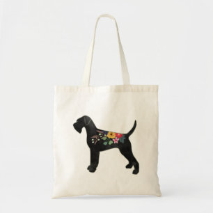 Bolsa Tote Giant Schnauzer Dog NN Boho Floral Silhouette