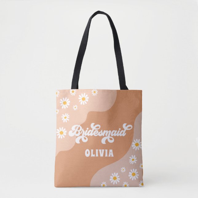 Bolsa Tote Gift de Bridesmaid Personalizada do Retro Boho Dai (Frente)