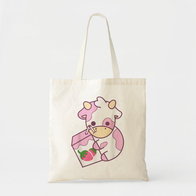 Bolsa Tote Gift Kawaii, Leite De Morango Cugado (Frente)