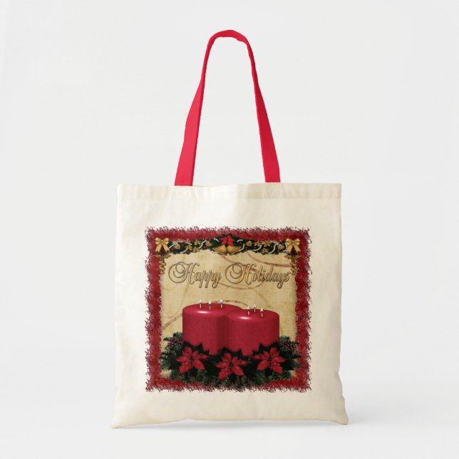 Bolsa Tote GIFT Natal Clássico de Natal Deco de Férias (Frente)