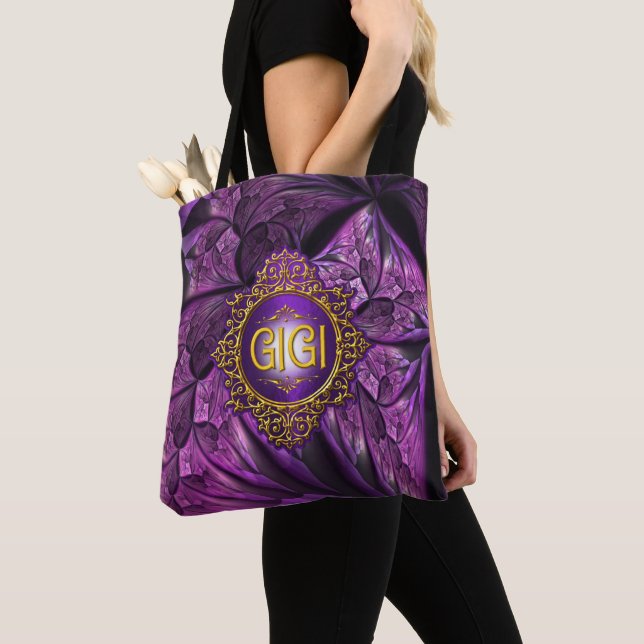 Bolsa Tote GIGI Royal Purple e Dourado (Close Up)