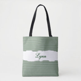 Bolsa Tote Ginga Clássica Verde e Branco | Nome Personalizado