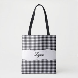 Bolsa Tote Ginga Preto e Branco Clássico | Nome Personalizado