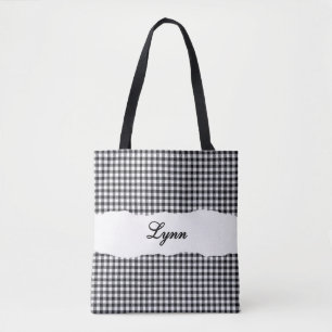 Bolsa Tote Ginga Preto e Branco Clássico Nome Personalizado