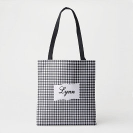Bolsa Tote Ginga Preto e Branco Clássico | Nome Personalizado