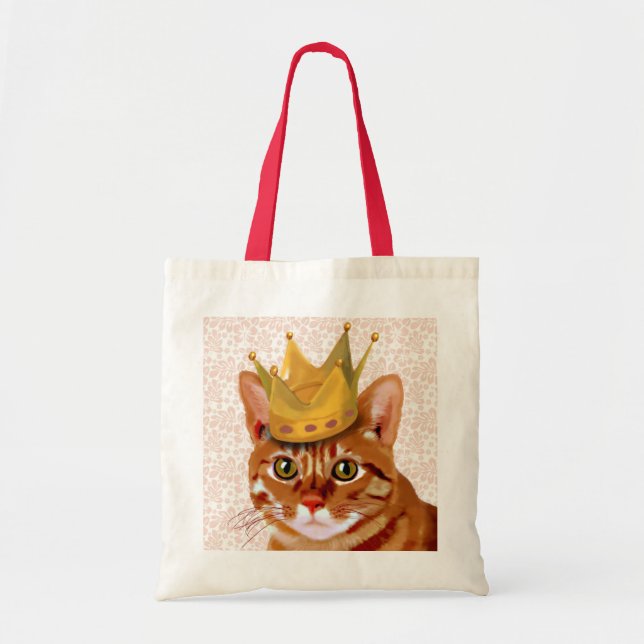 Bolsa Tote Ginger Cat com Retrato Coroa (Frente)