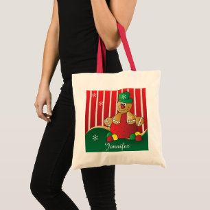 Bolsa Tote Gingerbird Gumdrop Man DIY Name Natal