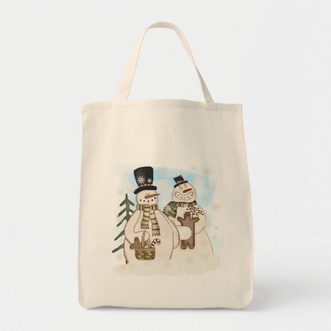 Bolsa Tote Gingerpão Snowmen T-shirts e presentes (Frente)