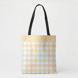 Bolsa Tote Gingham Moderno do Pastel Azul Verde Laranja Amare
