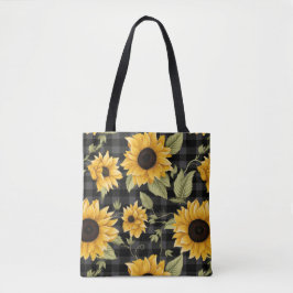 Bolsa Tote Gingham Sunflower Pattern