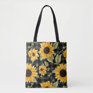 Bolsa Tote Gingham Sunflower Pattern